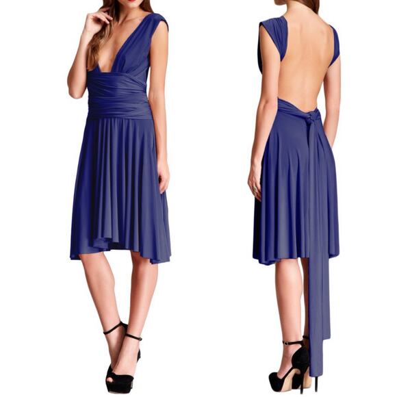 Von Vonni Navy Transformer Multi-Way Convertible Wrap Jersey Dress One Size - Picture 9 of 9